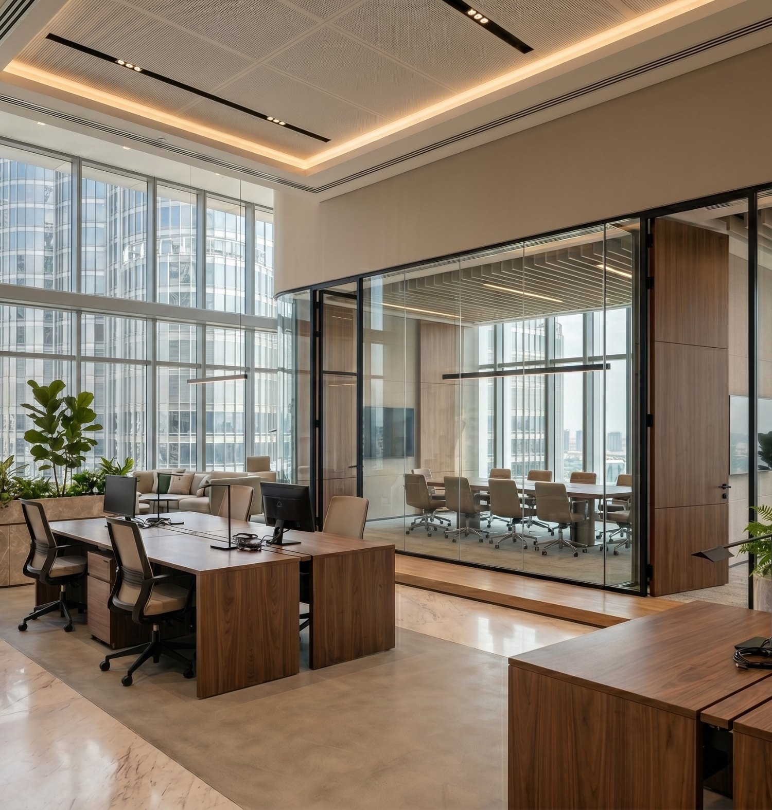 Premium office interior by Fitout Gurus Dubai