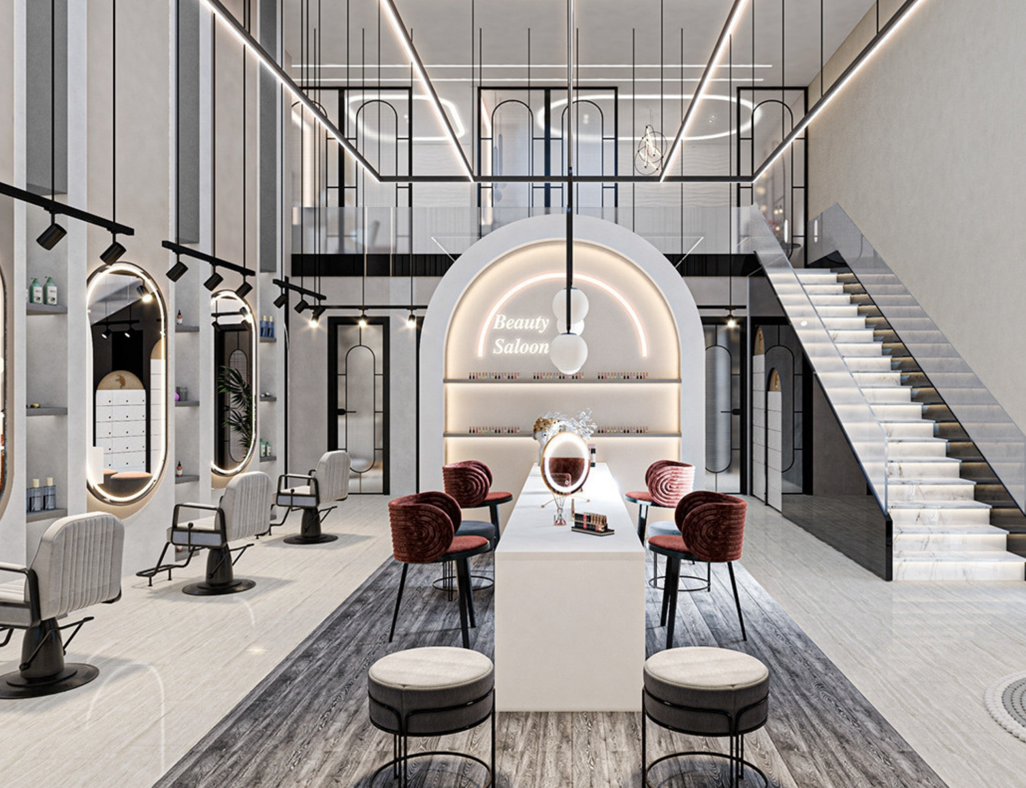 Modern saloon fit-out by Fitout Gurus
